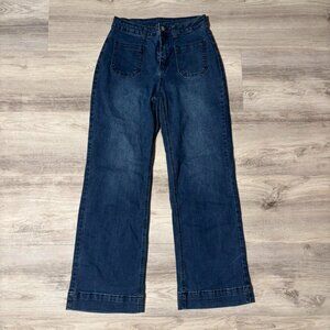High Waisted Blue Denim Flare Jeans Relaxed Fit Y2K Grunge Style #y2kfashion